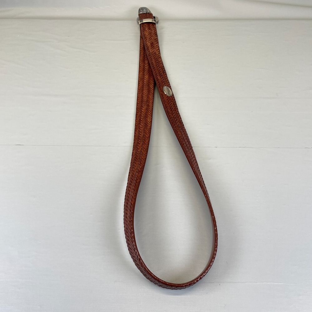 PING Brown Italian Leather Basketweave Belt Mens Size 38 Western Buckle - Picture 7 of 11